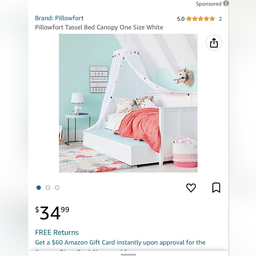 Pillowfort Tassel Bed Canopy - White
